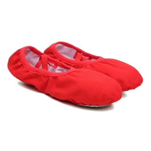 FOMIYES Ballettschuhe mit Elastischem Band rutschfeste Softsohle Atmungsaktiv und Leicht Geeignet für Yoga Ballett Jazz und Moderne Tänze Damen und Mädchen Rote von FOMIYES