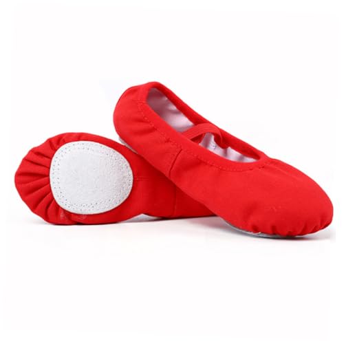 FOMIYES Ballettschuhe mit Geteilter Sohle Elastische Leichte Tanzschläppchen für Damen und Mädchen Atmungsaktive Yoga und Ballett Trainingsschuhe in Rot von FOMIYES