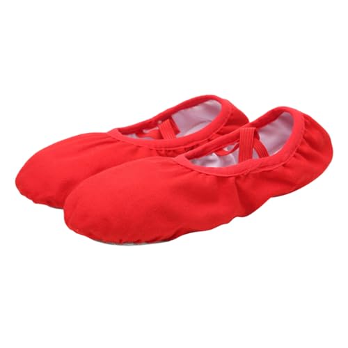 FOMIYES Ballettschuhe mit Weicher Rutsch Sohle Elastisches Band Atmungsaktiv und Leicht Ballett und Yogaschuhe für Mädchen und Damen Rote von FOMIYES