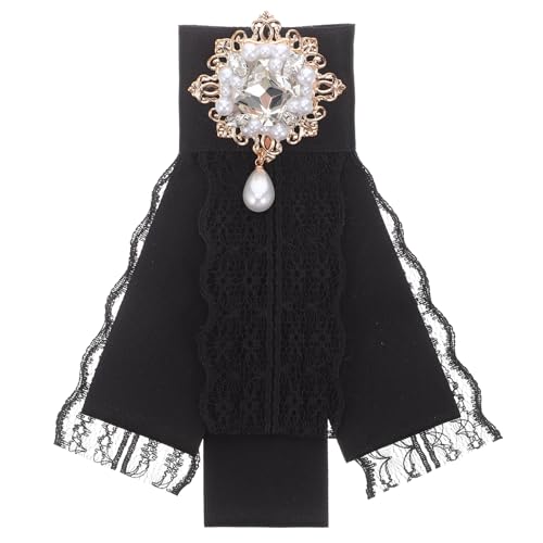 FOMIYES Barock Spitze Schleifenbrosche mit Funkelnden Strassperlen Vorgebundene Stilvolle Damen Anstecknadel für Kragen Kleidung und Taschen Vintage Schmuckaccessoire für Festliche Anlässe von FOMIYES
