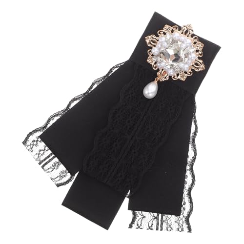 FOMIYES Barock Spitzen Schleifenbrosche mit Strassperlen Vielseitige Anstecknadel für Kleidung Taschen und Haar Eleganter Schwarzer Ribbon Bow Tie Pin für Damen Modisches Vintage von FOMIYES
