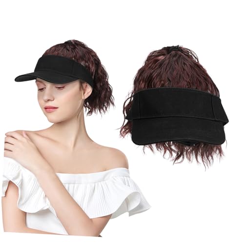 FOMIYES Baseball Cap Perücke Haarverlängerung Pferdeschwanz synthetische Haare der Pferdeschwanzverlängerung synthetischer Pferdeschwanz Frauen Perücken Hochtemperaturdraht Dunkelbraun von FOMIYES