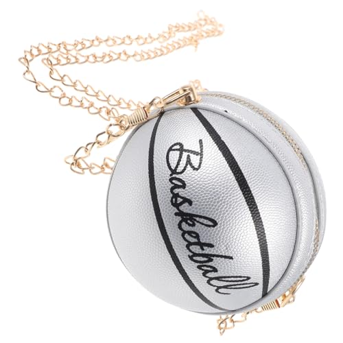 FOMIYES Basketballtasche Mit Kette Anti-diebstahl-Tasche Geldbeutel Lustige Geldbörsen Schultasche Sporttasche Taschen Umhängetasche Kleine Tasche Tragetasche Pu Silver von FOMIYES
