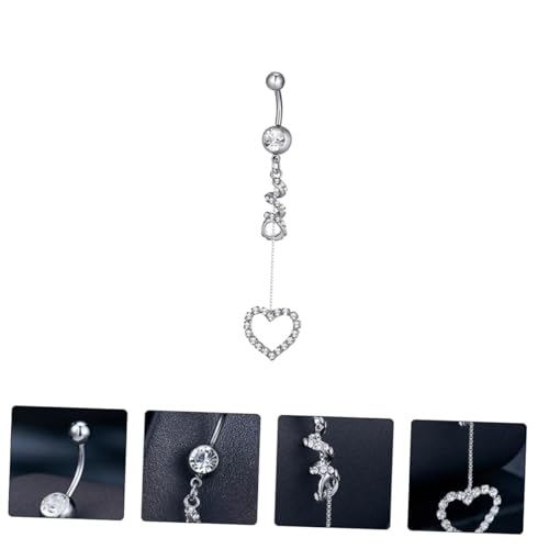 FOMIYES Bauchnabelpiercing Edelstahl Zirkonia Herz Anhänger Silberfarben Modisch Langlebig Komfortabel für Damen und Herren Delikates Bauchnabel Schmuckstück von FOMIYES