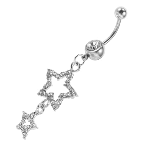 FOMIYES Bauchnabelpiercing Ring mit Funkelndem Fünfzackigem Stern Anhänger Kleiner Nabelschmuck aus Hautfreundlichem Material Sicherer Sitz und Vielseitig für Damen Geeignet von FOMIYES