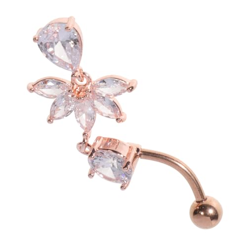 FOMIYES Bauchnabelring Damen Ergonomisch Komfortabel Wasserfall Zirkonia Anhänger Roségold Bauchnabelpiercing Schmuck Party Strand von FOMIYES
