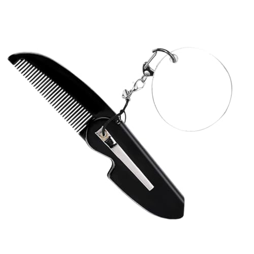 FOMIYES Kleiner Faltbarer Kamm Mit Schlüsselanhänger Klappbarer Bartkamm Mit Spiegel Tragbarer Reise Kamm Feinzahniger Für Männer Kompakter Taschen von FOMIYES