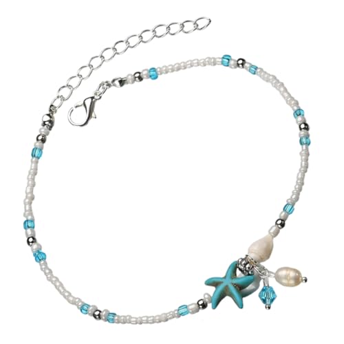 FOMIYES Beach Fußkettchen Damen Muschel Perlen Verstellbar Strand Schmuck Meeresschmuck Fußkette Fußkettchen Schmuck für Frauen Sommer Accessoire von FOMIYES