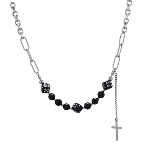 FOMIYES Beaded Dice Kreuz Anhänger Halskette Damen Punk Stil Edelstahl Hip Hop Schmuck für Freundin Geburtstag FOMIYES Beaded Dice Kreuz Anhänger Halskette Damen Punk Stil Edelstahl Hip Hop Schmuck für Freundin Geburtstag von FOMIYES
