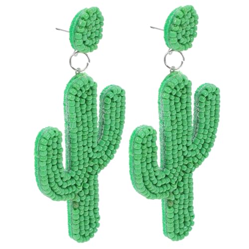 FOMIYES Bequeme Damen Ohrhänger mit Kreativen Grünen Kaktus Perlen Handgefertigter Leichter Schmuck für Alltag Party Weihnachten und Valentinstag Modisches Accessoire für Frauen von FOMIYES