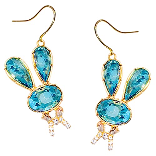 FOMIYES Blaue Hasenohrringe mit Funkelnden Strasssteinen Leichte Ohrringe für Damen Vielseitiger Schmuck für Festtage Alltag und Fotografie von FOMIYES