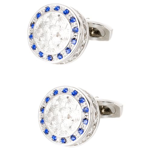 FOMIYES Blaue Manschettenknöpfe Herren Rund Geschliffen Business Anzug Accessoire Stilvoll Sicher Befestigt Geschenkidee für Hochzeit und Festliche Anlässe von FOMIYES