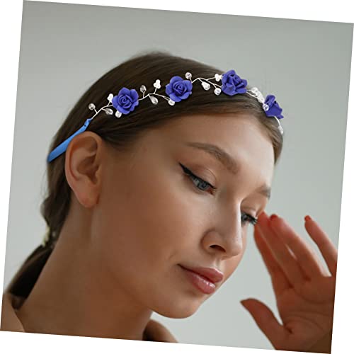 FOMIYES Blauer Rosen Perlen Haarkranz Hochzeit Haarschmuck Braut Stil Einfach zu Tragen für Damen Party Festliches Brautkleid Zubehör von FOMIYES