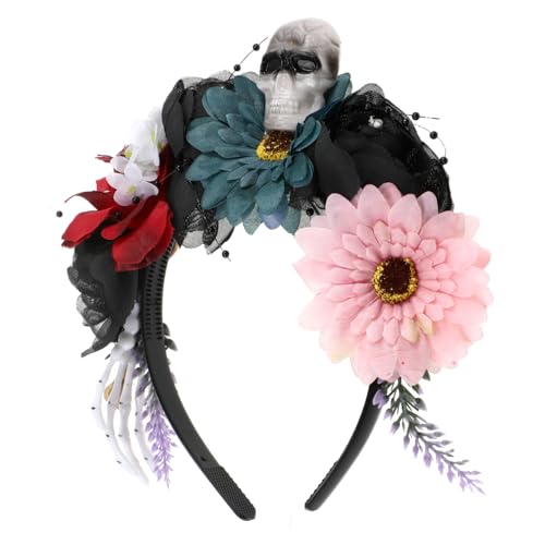 FOMIYES Blumen Stirnband Mit Totenkopf-design Halloween-kopfschmuck Für Junge Mädchen Geeignet Für Festivals Und Partys von FOMIYES