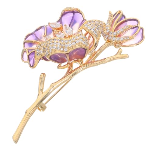 FOMIYES Blumenbrosche für Damen Emaillierte Begonie mit Kristallstrass Langlebiger Legierungs-anstecker Retro Lapel Pin für Hochzeiten Jacken Strickjacken Hüte und Festliche Outfits von FOMIYES