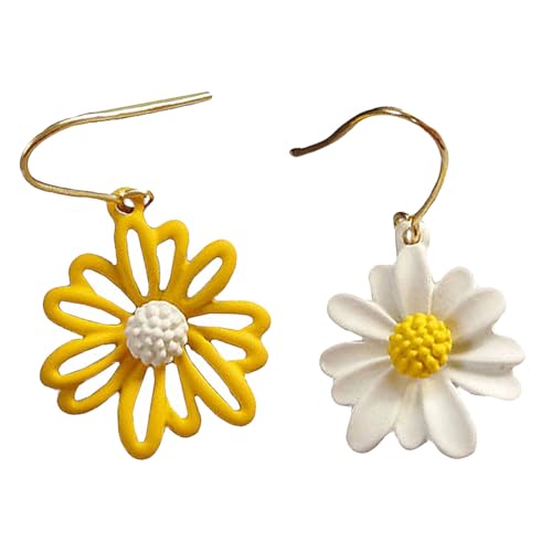 FOMIYES Blumenohrringe Damen Legierung Ohrhänger Blumendekor Leicht Elegant Modisch Weiß Gelb Schmuck von FOMIYES