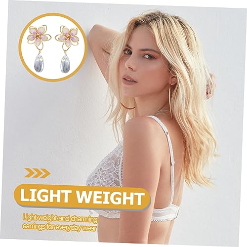 FOMIYES Blumige Ohrstecker mit Zarten Blütenblättern und Wassertröpfchen Design Leichte Damen Ohrringe Statement Drop Ohrringe für Teenager und Frauen für Sommer und Partyaccessoires von FOMIYES