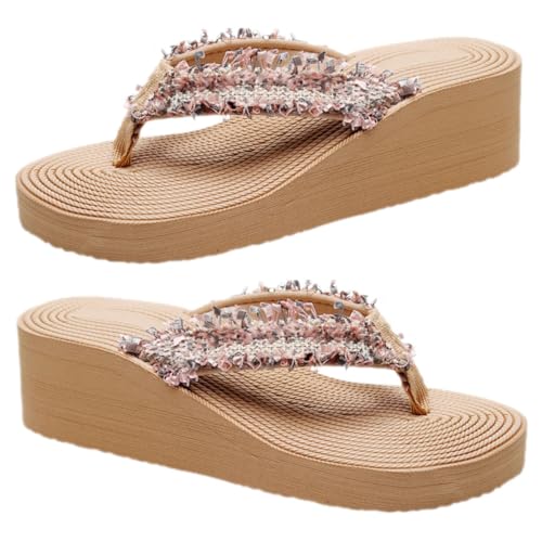FOMIYES Bohemian Damen Sandalen Keilabsatz Leicht Atmungsaktiv Rutschfeste Sohlen Sommer Strand Schuhe Flip Flops Komfortable Zehentrenner Slippers FOMIYES Bohemian Damen Sandalen Keilabsatz Leicht Atmungsaktiv Rutschfeste Sohlen Sommer Strand Schuhe Flip Flops Komfortable Zehentrenner Slippers von FOMIYES