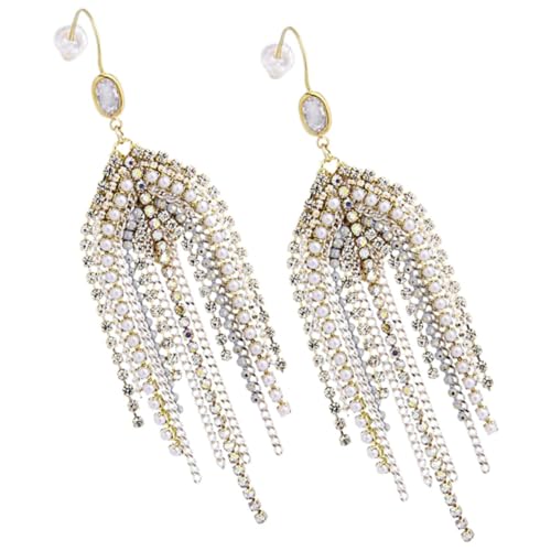 FOMIYES Boho Chandelier Ohrringe für Damen Lange Perlen Statement Ohrringe mit Fließendem Design Eleganter Perlenschmuck für Festliche Anlässe und Alltag Einzigartiger Bohemian Stil von FOMIYES