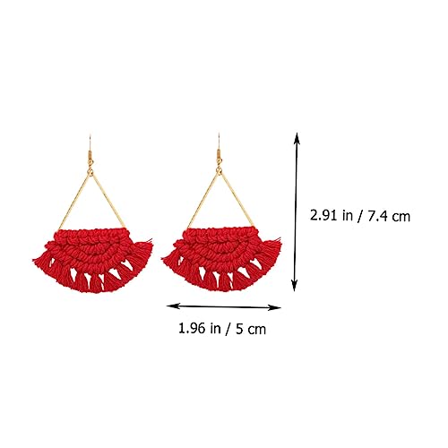 FOMIYES Boho Fächer Ohrringe Damen Handgefertigt Leicht Modisch Strand Schmuck Rote Geflochtene Ohraccessoires Für Alltag Party Hochzeit von FOMIYES