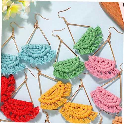 FOMIYES Boho Geflochtene Ohrhänger Fanform Leicht Grün Sommer Schmuck Damen Strand Urlaub von FOMIYES