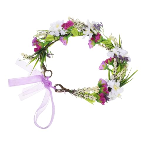 FOMIYES Boho -Haarzubehör Haarnadel mit Blumendekoration Band Stirnband Brautstirnband Fee Haarband floraler Kopfschmuck Blumenkrone für Mädchen Kabel -Outsourcing -Tuch Violett von FOMIYES