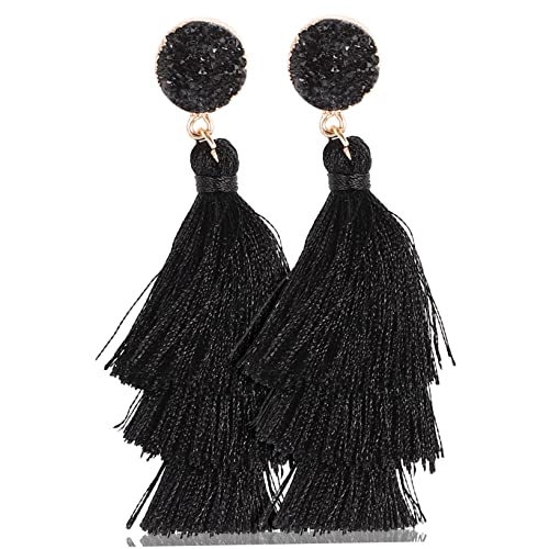 FOMIYES Quaste Ohrringe Baumelnd Für Damen Modeschmuck Statement Ohrringe Mit Kristallperlen Dreilagig Leicht Anzuziehen Für Alltag Party Hochzeit Verabredung von FOMIYES