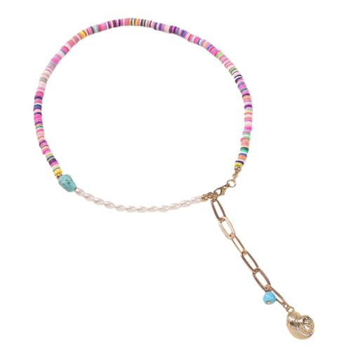 FOMIYES Boho Perlenanhänger Halskette Damen Kette mit Regenbogen Rocailles Strass Schmuck für Frauen Clavicle Halskette Elegant für Hochzeit Geburtstag von FOMIYES