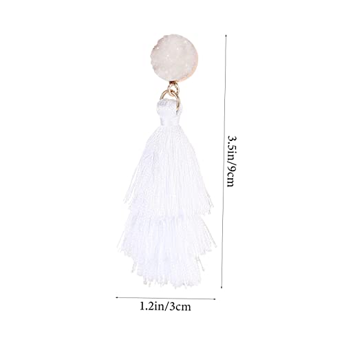 FOMIYES Boho Quasten Ohrringe Damen Sommer Statement Ohrschmuck Leicht Vintage Mehrlagig Weiß Für Party Hochzeit Alltag von FOMIYES
