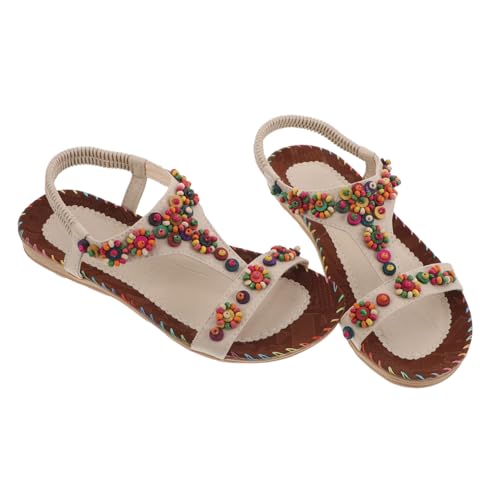 FOMIYES Boho Sandalen Damen Sommer Sandaletten mit Rutschfester Sohle Leicht Atmungsaktiv Strand Schuhe Flache Riemchen Sandalen mit Perlen Verzierung für Urlaub und Alltag FOMIYES Boho Sandalen Damen Sommer Sandaletten mit Rutschfester Sohle Leicht Atmungsaktiv Strand Schuhe Flache Riemchen Sandalen mit Perlen Verzierung für Urlaub und Alltag von FOMIYES