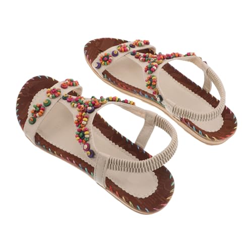 FOMIYES Sandalen Damen Sommer Flach Strandurlaubsschuhe Bequeme Boho-stil Rutschfeste Materialien Atmungsaktiv Outfits Gehen Tragen von FOMIYES