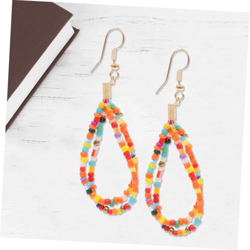 FOMIYES Boho Schmuckset Damen Mehrschichtige Kette Ohrhänger Kreativer Reisperlen Schmuck Orange Modisch für Hochzeit Party von FOMIYES