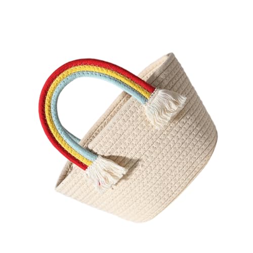 FOMIYES Boho Stil Handgewebte Strandtasche aus Baumwolle Tragbare Damen Urlaubstasche für Sommer Leichte Outdoor Handtasche Vielseitige Strohtasche für Strand und Alltag von FOMIYES