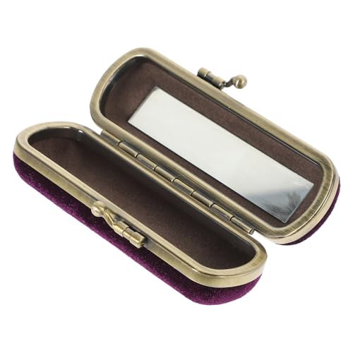 FOMIYES Kasten Taschenkosmetikspiegel Retro-lippenstiftetui Lippenbalsamhalter Lippenstift Organizer- Tasche Blumenlippenstift- Fallhalter Glanzorganisator Lipgloss Reisen Violett Lagerung von FOMIYES