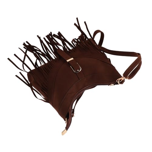 FOMIYES Braune Boho Umhängetasche für Damen mit Fransen Handgewebte Wildleder Schultertasche Ethnischer Retro Stil Vielseitig Tragbar als Crossbody und Handtasche für Alltag und Reisen von FOMIYES