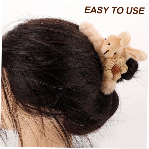 FOMIYES Braune Große Haarklammer mit Flauschigem Kaninchenmotiv Weiche Haarkralle für Damen Leichter Haarschmuck zum Stylen und Fixieren Komfortabel für Alltag Sport und Kosmetik von FOMIYES