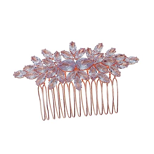 FOMIYES Braut Haarkamm Wassertröpfchen Zirkonia Haarschmuck Eleganter Seitenkamm für Hochzeit Braut Party Festlicher Schmuck Rosa Gold von FOMIYES