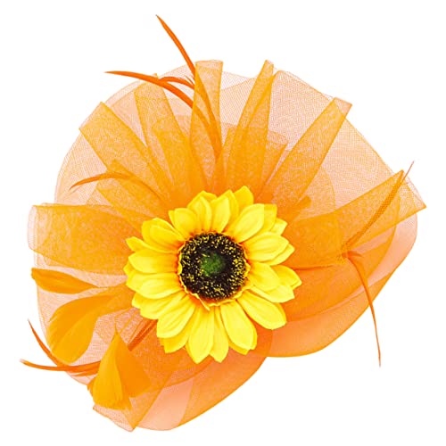 FOMIYES Braut-Haarnadel Sonnenblumen-Haarspange Sonnenblumen-Haar-Accessoires Schleier-Haarnadel-Stirnband Orange Mesh-Braut Europäische Und Amerikanische Haarspangen Für Den von FOMIYES