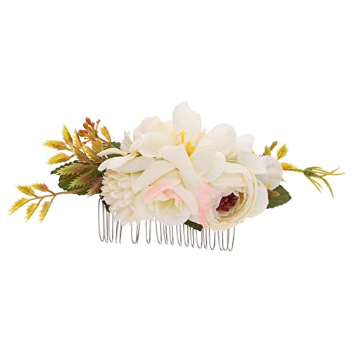 FOMIYES Haarschmuck Für Die Braut Blumenhaarkämme Für Frauen Diademe Für Mädchen Florales Haarkamm-accessoire Haarkämme Für Die Braut Haarperlen Weiß Pp Hochzeit Brautjungfer Haare Hoch von FOMIYES