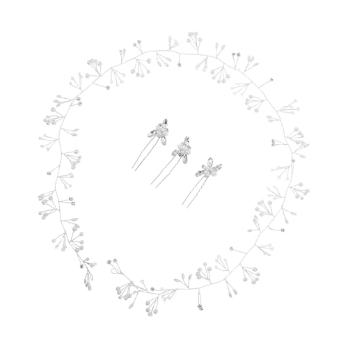 FOMIYES Braut Haarschmuck Perlen Strass Haarkette mit funkelnden Haarnadeln Leichter Flexibler Hochzeit Kopfschmuck für Braut und Brautjungfern Vielseitige Vintage Haarschmuck Accessoires von FOMIYES