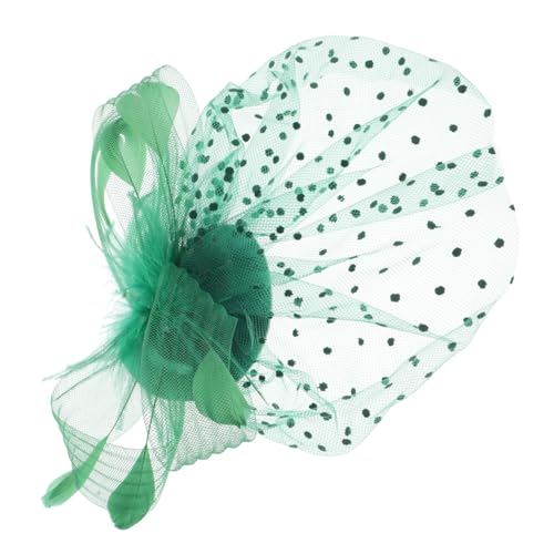 FOMIYES Brauthut braut haarschmuck braut kopfschmuck Teepartyhüte für Frauen Grüne Mützen für Frauen Gesichtsschleier für die Braut Vogelkäfig -Gesichtsschleierperlenfasakinator Stoff von FOMIYES