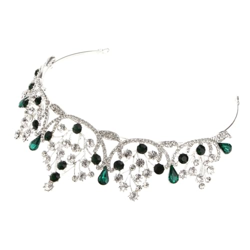 FOMIYES Brautkrone mit Funkelnden Kristallen Silber Grüne Hochzeit Haarschmuck Einzigartiges Design für Damen Festliche Kopfbedeckung für Braut Party und Besondere Anlässe von FOMIYES