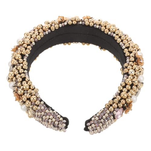 FOMIYES Breites Perlen Haarband Barock Stil Glänzend Haarreif Damen Modisch Gepolstert Schmuck Stirnband Elegant Für Party Hochzeit Alltag von FOMIYES