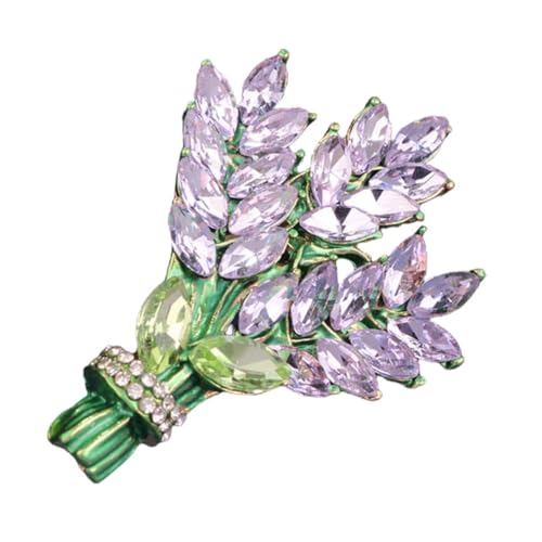 FOMIYES Lavendel Blumenbrosche für Damen Dekorative Anstecknadel mit Strassverzierung Broschennadel für Kleidung Hüte und Anzüge Metallstruktur für Besondere Anlässe von FOMIYES