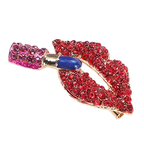 FOMIYES Künstlerische Lippenstift Brosche Für Frauen Glitzernde Anstecknadel Mit Strass Stilvolles Schmuck-accessoire Für Kleidung Schals Und Hüte Zum Verschenken Elegantes Design Für Jede von FOMIYES