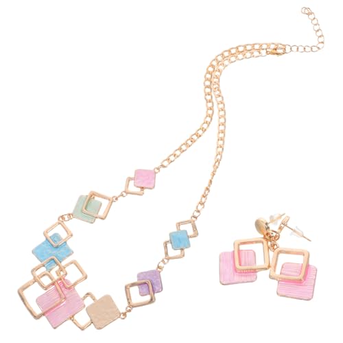 FOMIYES Bunte Halskette und Ohrringe Schmuckset für Frauen und Mädchen Farbige Modeschmuck Kombination in Candy Colors Vielseitig für Alltag und Festliche Anlässe von FOMIYES