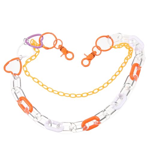 FOMIYES Bunte Herz Hosenkette aus Doppellagige Jeans Dekoration Punk Style Accessoire für Damen Vielseitig Tragbar zu Jeans Röcken und Taschen Auffälliger Farbverlauf Modisches Statement von FOMIYES