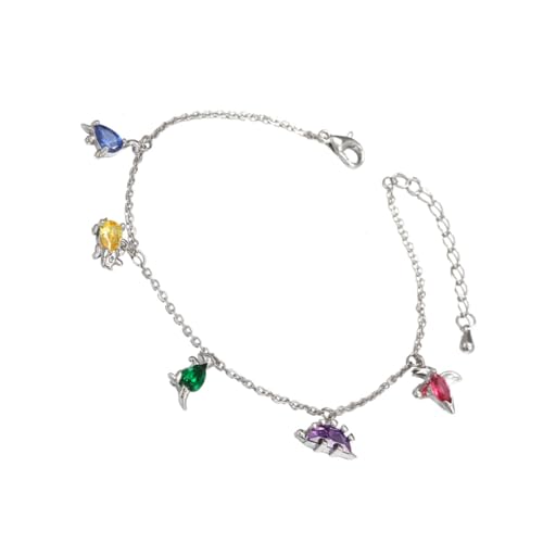 FOMIYES Bunte Kleine Dinosaurier Halskette Weißgold Glitzer Tieranhänger Damen Modisches Schlüsselbein Schmuck für Alltag und Besondere Anlässe von FOMIYES