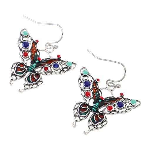 FOMIYES Bunte Schmetterlingsohrringe Boho-design Ohrhänger Mit Emaille-finish Modische Tropfenohrringe Für Partys Und Alltag Aus Kupfer Gefertigt Für Empfindliche Haut von FOMIYES