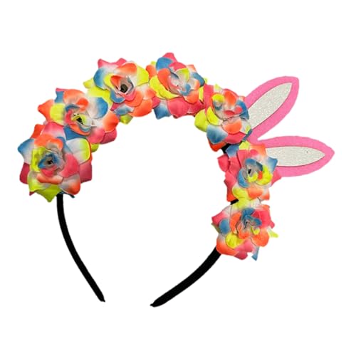 FOMIYES Buntes Blumen Haarband mit Hasenohren für Frauen Perfektes Cosplay Accessoire für Ostern Geburtstagsfeiern und Festliche Anlässe Robustem und Plastik Gefertigt von FOMIYES